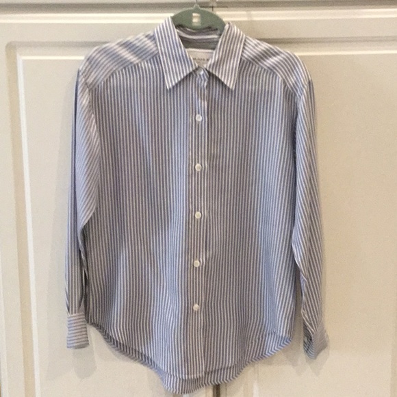 Emanuel Ungaro Tops - Emanuel Ungaro Blue & White Striped Silk Shirt